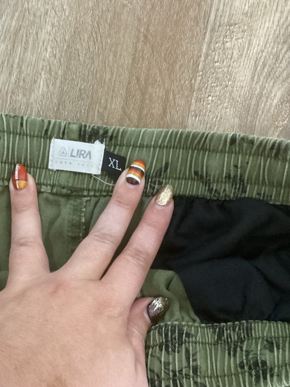 Lira Olive Green Floral Cargo Shorts - Picture 2 of 4